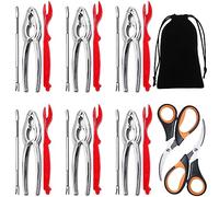 Artcome 21 Piece Seafood Tools Set - 6 Crab Crackers, 6 Lobster Shellers, 6 Crab Forks, 2 Seafood Scissors and 1 Storage Bag