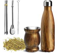Artcome 5pc Stainless Steel Yerba Mate Cup Set - 8.5oz Double-Wall Cup, 17oz Thermos, 2 Bombillas, 1 Brush, Easy to Clean, Solid and Durable