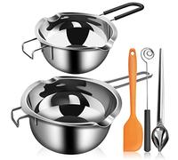 Artcome 5pcs Double Boiler Melting Pot Set - 600ML/0.6QT and 1000ML/1QT Chocolate Stainless Steel Melting Pot, Decorating Spoons and Dipping Tool for Melting Chocolate, Candy, Soap