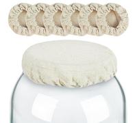 Artcome 6-Pack Reusable Sourdough Jar Covers - Cotton Lids for Sourdough Starter, Kombucha, and Fermentation Jars, Organic Unbleached 100% Cotton Caps (Fits 2.4" - 5" Jar Mouths)