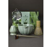 Artcome 6-Piece Japanese Tea Set, Matcha Bowl with Spout, Whisk, Scoop, Holder - Handmade Ceremony Kit