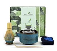 Artcome 7 Pcs Complete Matcha Tea Ceremony Kit - Bowl, Whisk, Scoop, Strainer, Set for Usucha, Koicha, Matcha Latte (Sapphire)