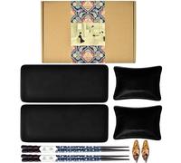 Artcome 8 Piece Japanese Style Ceramic Sushi Plate Dinnerware Set with 2 Sushi Plates, 2 Sauce Dishes, 2 Pairs of Chopsticks, 2 Chopsticks Holders
