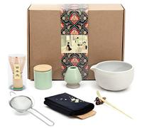 Artcome Japanese Matcha Tea Set, Matcha Bowl with Pouring Spout, Matcha Whisk, Tea Scoop, Ceramic Whisk Holder, Matcha Powder Caddy, Handmade Matcha Ceremony Kit for Japanese Tea Ceremony (9Pcs)