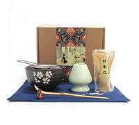 Artcome Japanese Matcha Tea Set, Matcha Whisk, Traditional Scoop, Matcha Bowl, Ceramic Whisk Holder, Handmade Matcha Ceremony Kit for Traditional Japanese Tea Ceremony (7 Pcs)