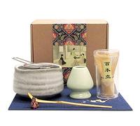 Artcome Japanese Matcha Tea Set, Matcha Whisk, Traditional Scoop, Matcha Bowl, Ceramic Whisk Holder, Handmade Matcha Ceremony Kit for Traditional Japanese Tea Ceremony (7 Pcs)