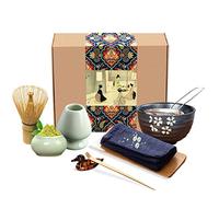Artcome Japanese Matcha Tea Set, Matcha Whisk, Traditional Scoop, Matcha Bowl, Ceramic Whisk Holder, Matcha Caddy, Handmade Matcha Ceremony Kit for Traditional Japanese Tea Ceremony (9Pcs)