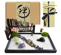 Artcome Japanese Zen Garden Kit for Desk with Rake, Stand, Rocks and Mini Furnishing Articles - Office Desktop Accessories, Mini Table Zen Sand Garden Kit - Meditation Gifts