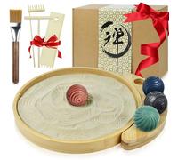 Artcome Jpanese Mini Zen Garden Kit for Desk - Bamboo Sand Tray with 4 Unique Zen Balls & Rake Tools - Relaxation and Meditation Sand Garden for Office, Home & Mindfulness Therapy - Ideal for Gift