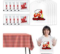 Artcome Lobster Bibs Party Kit - 30 Crab Bibs, 30 Pairs Disposable Gloves, 3 Red & White Plastic Tablecloths for Seafood Boils, Crab Feasts, Lobster Parties, BBQs, and Mess-Free Outdoor Dining
