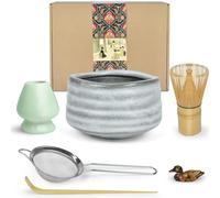 Artcome Matcha Ceremony Kit for Japanese Tea Ceremony, Traditional Matcha Bowl, Whisk, Tea Scoop, Matcha Powder Strainer, Matcha Tea Set for Making Usucha, Koicha and Matcha Latte (Gray)