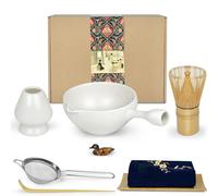 Artcome Matcha Ceremony Kit - Japanese Tea Set, Bowl, Whisk, Scoop, Strainer, Powder, 8 PCS
