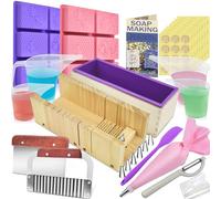 Artcome Soap Making Kit - Complete DIY Soap Making Supplies with 42oz Silicone Loaf Mold, Wooden Cutting Tools, Honeycomb Molds, Measuring Cups & More for Crafting Handmade Soaps - Ideal for Gift