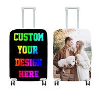 ArtCosy Custom Luggage Cover Personalized Suitcase Cover Customized Photo Text Logo Double-Sided Different Design Travel Suitcase Case Protector Elastic Washable Baggage Covers for Travel