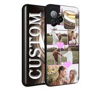 ArtCosy Custom Multiple Photos Case for BLU Bold N4 5G, Design Your Own Personalized Picture Black Liquid Silicone Soft Gel Rubber Cover for Birthday Friends Family