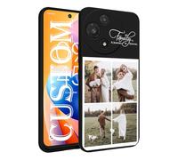 ArtCosy Custom Picture Phone Case for TCL 60R 5G, Personalized Phone Cases, Customized Photo Black Liquid Silicone Soft Gel Rubber Cover for Birthday Xmas Friends Family Wife and Husband