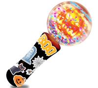ArtCreativity Halloween Magic Ball Light Up Wand with Ghoulish Figure - 7.5" - Magic Ball with Multicolored LED Lights, Sensory Spinner for Kids, Halloween Boo Basket Stuffers, Autism-Friendly Gift