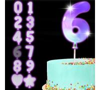 ArtCreativity LED Numeric Birthday Cake Topper - Light Up Number Cake Toppers with 3 Eye-Catching Modes - Anniversary and Birthday Cake Decorations - LED Cake Decor for Any Age (#6)