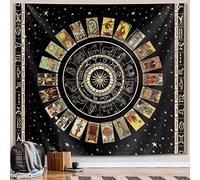ARTCREATOR Star Tarot Card Zodiac Astrology Tapestry for Teen Girl's Bedroom & Living Room (Black, 51x59 inches)