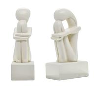 ArtCulture Girl Cycladic Idols Book ends for Home Decor Accessories or Office Decor 2 pieces set | Handmade Beige Cycladic Statues Bookends for Shelves Set | Authentic Thinker Cycladic Figurines