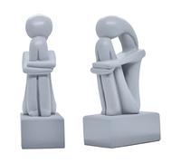 ArtCulture Girl Cycladic Idols Book ends for Home Decor Accessories or Office Decor 2 pieces set | Handmade Grey Cycladic Statues Bookends for Shelves Set | Authentic Thinker Cycladic Figurines