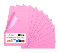 Artcut 10 Pcs Self Adhesive Vinyl Sheets, A4 Sheet Permanent Vinyl Sheets for Cups, Windows, Home Decor,Craft Projects, Waterproof Permanent Vinyl, Easy to Cut, Adhesive Vinyl (Pink)