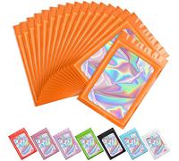 Artcut 100 PCS Smell Proof Mylar Bags Holographic Packaging Bags, Resealable Odor Proof Bag(Orange, 5.5 * 7.9inch)
