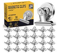 Artcut 24 Pack Silver Magnetic Clips for Fridge, Whiteboard, 31mm Magnetic Bulldog Clips, Fridge Magnet for Photo, Note, File, School Supplies,