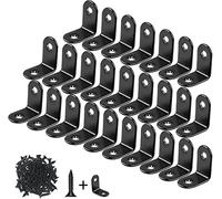 Artcut 26-Pack 20MM L Bracket Corner Brace Sets Black Stainless Steel 90 Degree Right Angle Brackets Fastener with Screws for Wood, Shelves, Furniture, Cabinet
