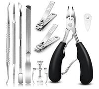 ARTCUT 9PCS Professional Nail Clippers Set, Stainless Steel Manicure Kit with Ingrown Toenail Tool, Pedicure Tool Set, Small Nail Clippers, Travel Nail Kit, Nail Care Kit for Men and Women (Black)