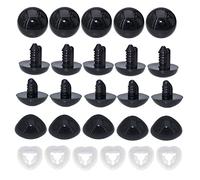 ARTCXC 30Pcs 24mm Large Black Solid Plastic Safety Eyes Craft Eyes and 26mm Safety Nose with Washers for Doll, Puppet, Plush Animal DIY Making Supplies