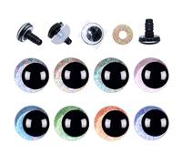ARTCXC 32Pcs 30mm 8Colors 3D Glitter Safety Eyes and Washers for Crocheting Moon Safety Eyes for Amigurumi Craft Doll Eyes for DIY Making of Plush Animal Doll Puppet DIY Project