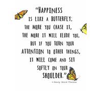 ArtDash Wall Art Print for Living Room HENRY DAVID THOREAU: 'Happiness is like a Butterfly.' (8''×10'')