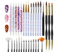 Artdone 31pcs Nail Art Brushes, Nail Art Tool Set, Dotting Tools, Dust Brush,Striping Brushes for Long Lines, Drawing Pen For Gel Polish Design supply.