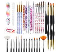 Artdone Nail Dotting Tools 32PCS Double-ended Nail Art Brushes Kit Nail Art Gel Polish Liner Brushes Design Pen For Nail Drawing And Nail Paint Brushes Small Detail Brushes