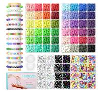ARTDOT 11000 Pcs Polymer Clay Beads Charms Friendship Bracelet Making Kits for Girls, 7 Styles Letter Beads and 48 Colors Heishi Beads for Preppy Teenage Girls Personalised Gifts and Taylor Bracelets