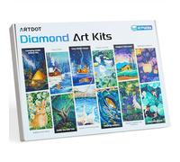 ARTDOT 12 Pack 5D DIY Diamond Art Kits for Adults, Licensed Diamond Painting Kits with Accessories and Tools for Home Wall Decor (12 by 40.6 cm)