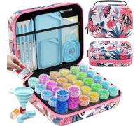 ARTDOT 30 Slots Diamond Painting Storage Boxes, 71pcs Diamond Art Accessories and Tools Kits with Pens, DIY Art Craft Bead Container Storage Boxes for Adults(Pink)