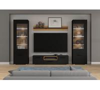 Arte Anette C - Chic Modular Entertainment Unit (H1900mm W1630mm D440mm) - Four Piece Living Room Furniture Set In Black