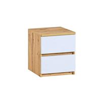 Arte Arca Ar10 Bedside Cabinet - Contemporary Dual-Tone In Oak Wotan & Arctic White, H491mm W400mm D400mm