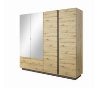 Arte Arco Contemporary 4 Hinged Door Wardrobe 7 Shelves 2 Drawers 1 Rail Artisan Oak Effect (H)2040mm (W)2200mm (D)540mm