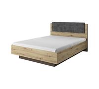 Arte Arco Contemporary Bed Frame Eu King Size Graphite And Artisan Oak Effect L2110mm H1050mm W1650mm