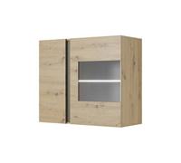 Arte Arco Contemporary Hanging Display Cabinet 1 Hinged Door 1 Shelf Oak Artisan Effect & Graphite (H)830mm (W)970mm (D)400mm
