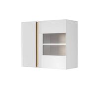 Arte Arco Contemporary Hanging Display Cabinet 1 Hinged Door 1 Shelf White Gloss & Oak Grandson Effect (H)830mm (W)970mm (D)400mm