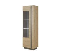 Arte Arco Contemporary Tall Display Cabinet 1 Hinged Door 4 Shelves Oak Artisan Effect & Graphite (H)1940mm (W)600mm (D)400mm