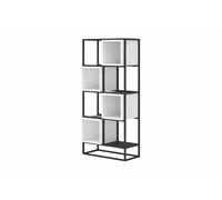 Arte Arthauss Modern Metal Bookcase H144Cm W66Cm D35Cm, Black Frame With White Cube Shelves, High Vertical Storage For Books & Décor