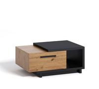 Arte Artistic Ines 04 Coffee Table - Oak Artisan & Black With Creative Storage - W900mm X H400mm X D600mm