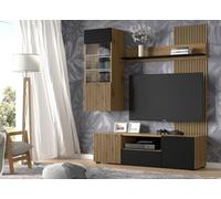 Arte Auris E- Modular Three Piece Entertainment Unit (H1570mm W1500mm D420mm) - Modern Oak Artisan & Black Design