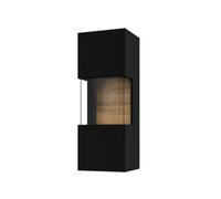 Arte Ava 07 Black Matt & Oak Wotan Wall Hung Cabinet - W360mm X H950mm X D300mm - Modern Display And Storage