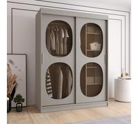 Arte Bahrain Ii Cashmere Sliding Door Wardrobe 150Cm - Smoked Glass, Calm Storage